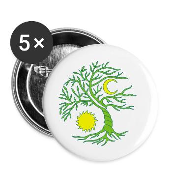 Baum des Lebens Sonne und Mond - Buttons klein 25 mm (5er Pack) - Weiß - Vorne