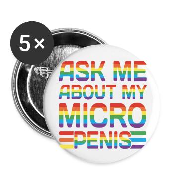 Ask me about my Micro Penis - Buttons small 1''/25 mm (5-pack) - white - Front