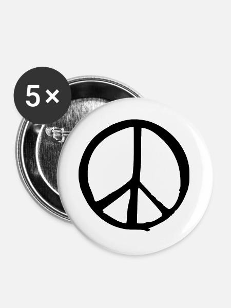 Peacezeichen - Buttons klein 25 mm (5er Pack) - Weiß