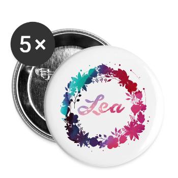 lea,blumen,blumenkranz,floral,illustration - Buttons klein 25 mm (5er Pack) - Weiß - Vorne