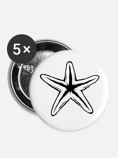 Seestern - Buttons klein 25 mm (5er Pack) - Weiß