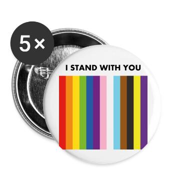 Pride Allyship I STAND WITH YOU - Buttons small 1''/25 mm (5-pack) - white - Front