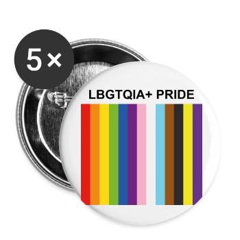 Pride Month LBGTQIA Inklusive Regenbogenflagge - Buttons klein 25 mm (5er Pack) - Weiß - Vorne
