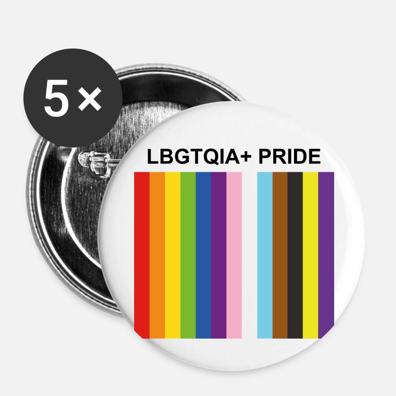 Pride Month LBGTQIA Inklusive Regenbogenflagge - Buttons klein 25 mm (5er Pack) - Weiß