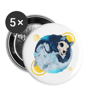 Blue Ink Spirits - Tao Wolves Schatten & Licht 2 - Buttons klein 25 mm (5er Pack) - Weiß - Vorne