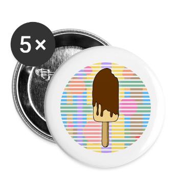 Crème glacée - Lot de 5 petits badges (25 mm) - blanc - Devant