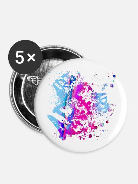 art,graffiti,malerei,bunt,artwork,kunst - Buttons klein 25 mm (5er Pack) - Weiß