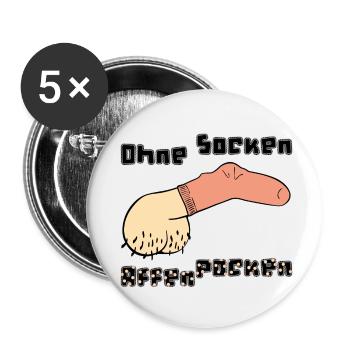 Ohne Socken: Affenpocken - Buttons klein 25 mm (5er Pack) - Weiß - Vorne