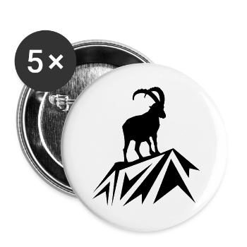 Steinbock auf einem Berg - Buttons klein 25 mm (5er Pack) - Weiß - Vorne