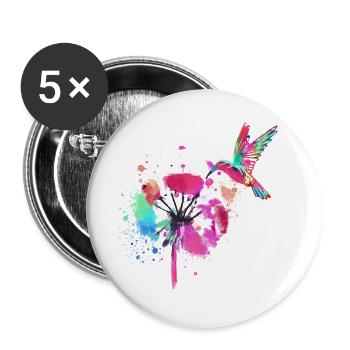 kolibri,graffiti ,malerei, blumen,vogel,blume,bunt - Buttons klein 25 mm (5er Pack) - Weiß - Vorne