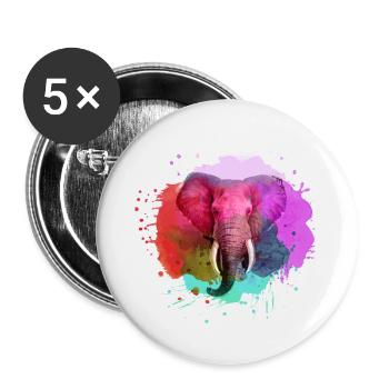 elephant,pink,colorful,painting,colorful,watercolor,graffiti - Buttons small 1''/25 mm (5-pack) - white - Front