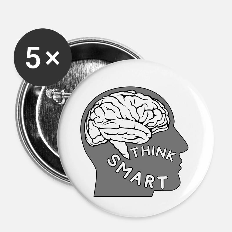 Be smart! - Think smart. Brain & Head - Buttons small 1''/25 mm (5-pack) - white