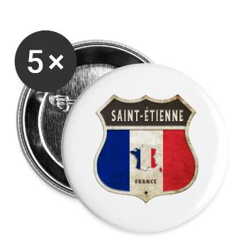 Saint-Étienne France Coat of Arms Flags Design - Buttons small 1''/25 mm (5-pack) - white - Front