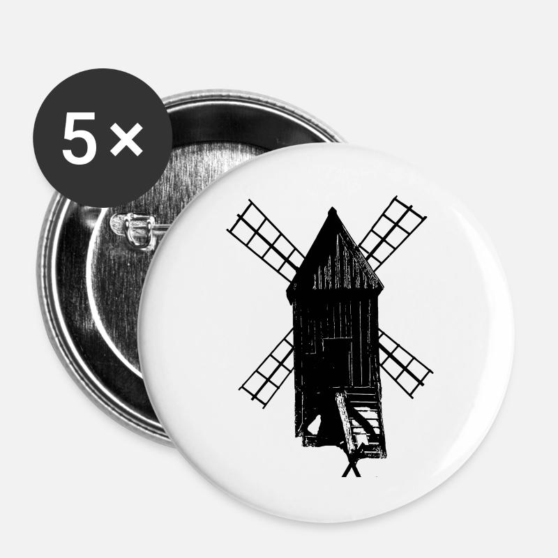Historic Windmill Wasteland - Buttons small 1''/25 mm (5-pack) - white