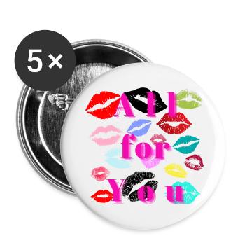All Kisses for You - Buttons klein 25 mm (5er Pack) - Weiß - Vorne