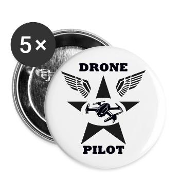 Drone Pilot Drohnen Shirt - Buttons small 1''/25 mm (5-pack) - white - Front
