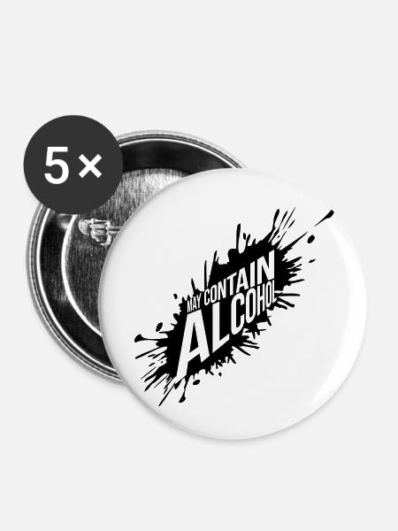 May Contain Alcohol Farbklecks - Buttons klein 25 mm (5er Pack) - Weiß