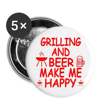 Griller - Lot de 5 petits badges (25 mm) - blanc - Devant