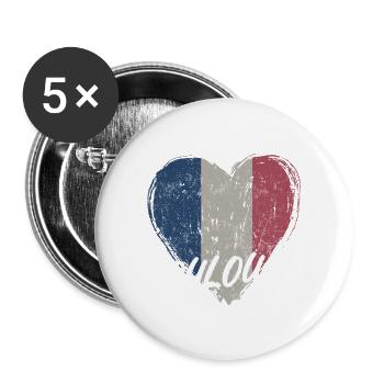 Badge retro, Toulouse France est ma ville natale - Lot de 5 petits badges (25 mm) - blanc - Devant