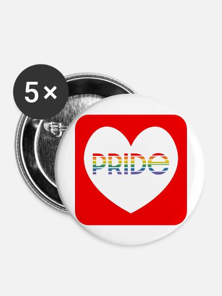 Pride rainbow heart - Buttons klein 25 mm (5er Pack) - Weiß
