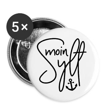 Moin Sylt Anker Reise Urlaub Tourist Insel Sylt - Buttons klein 25 mm (5er Pack) - Weiß - Vorne
