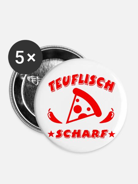 Pizza - Buttons klein 25 mm (5er Pack) - Weiß