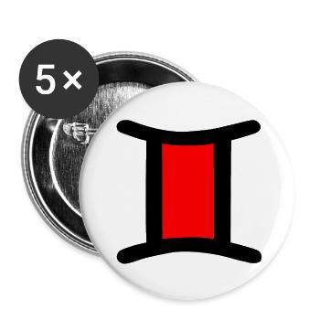 Astrologisches Symbol Gemini, Zwilling - Buttons klein 25 mm (5er Pack) - Weiß - Vorne