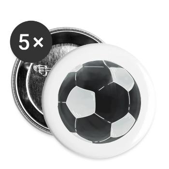 Fußbälle Sticker Schwarz Weiß Fußball - Buttons klein 25 mm (5er Pack) - Weiß - Vorne