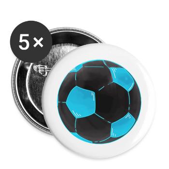 Fußball Schwarz Blau Coole Fußbälle Sticker - Buttons klein 25 mm (5er Pack) - Weiß - Vorne