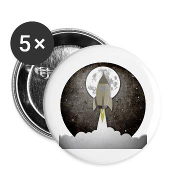 Fond rond de vieille fusée - Lot de 5 petits badges (25 mm) - blanc - Devant