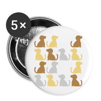 Pattern good sitting dogs - Buttons small 1''/25 mm (5-pack) - white - Front