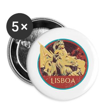 Lisbon Portugal, augusta street - Buttons small 1''/25 mm (5-pack) - white - Front