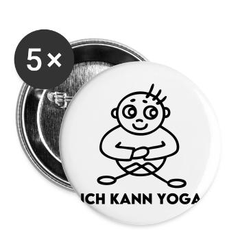 Yoga Meditation Mann Schneidersitz Entspannung - Buttons klein 25 mm (5er Pack) - Weiß - Vorne