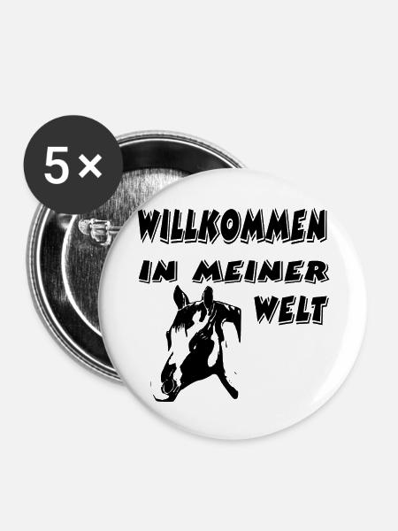 Pferd - Buttons klein 25 mm (5er Pack) - Weiß