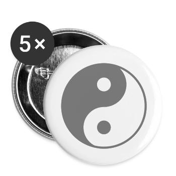 Yin Yang gris transparent chakra yoga om dualität - Lot de 5 petits badges (25 mm) - blanc - Devant