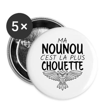 Ma nounou c'est la plus chouette - Lot de 5 petits badges (25 mm) - blanc - Devant
