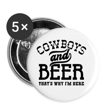 Cowboys et bière C’est pourquoi je suis ici - Lot de 5 petits badges (25 mm) - blanc - Devant