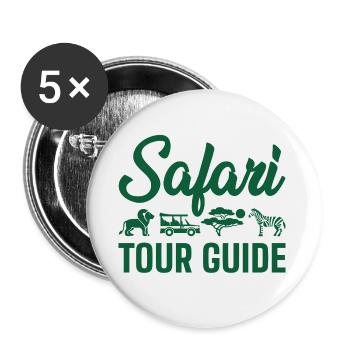 Guide touristique Safari - Lot de 5 petits badges (25 mm) - blanc - Devant