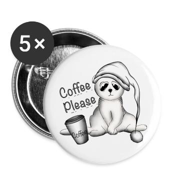Animal paresseux au café - Lot de 5 petits badges (25 mm) - blanc - Devant