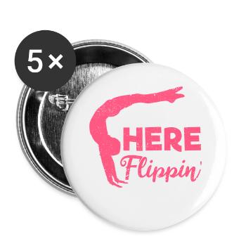 Ich bin nur hier für meine Tochter Gymnastik Mama - Buttons klein 25 mm (5er Pack) - Weiß - Vorne