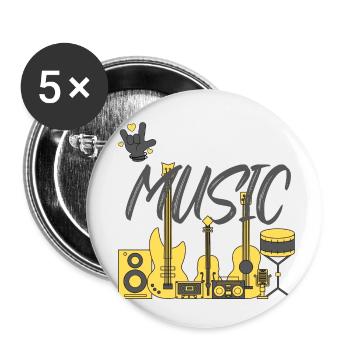 I love Music - Buttons small 1''/25 mm (5-pack) - white - Front