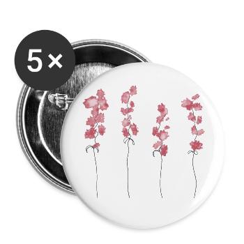 Rosa Blumen - Buttons klein 25 mm (5er Pack) - Weiß - Vorne