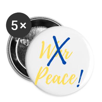 Arrêtez la guerre, faites la paix en Ukraine - Lot de 5 petits badges (25 mm) - blanc - Devant