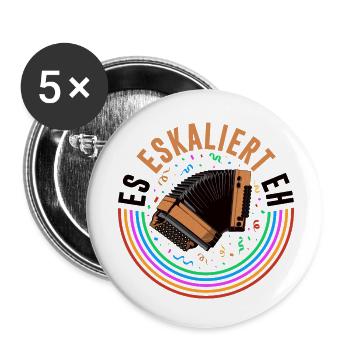 Es Eskaliert Eh, Lustiges Quetschn Steirische - Buttons klein 25 mm (5er Pack) - Weiß - Vorne