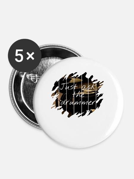Schlagzeuger - Buttons klein 25 mm (5er Pack) - Weiß