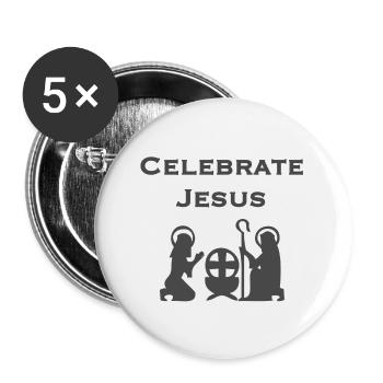Christian Christmas Design Celebrate Jesus - Buttons small 1''/25 mm (5-pack) - white - Front