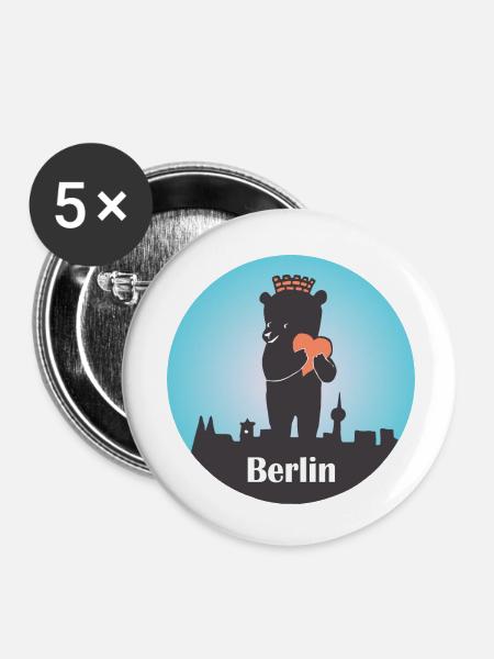 Berlin - Buttons klein 25 mm (5er Pack) - Weiß