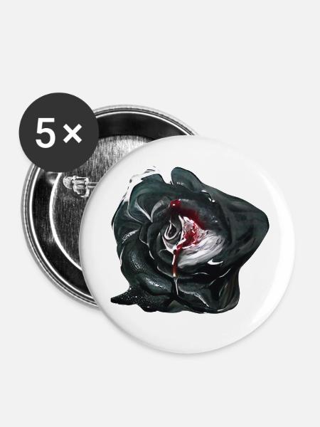 Schwarze Rose - Buttons klein 25 mm (5er Pack) - Weiß