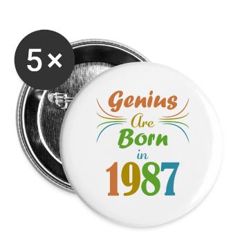 genius born 1987 - Buttons small 1''/25 mm (5-pack) - white - Front