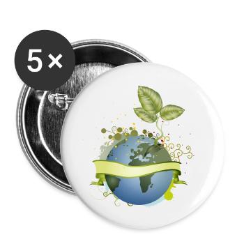 Samenkorn in der Erde entfaltet sich mit Banner - Buttons klein 25 mm (5er Pack) - Weiß - Vorne